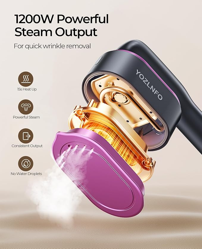 Garment Steamer for Clothes, Portable Travel Clothing Steamer Iron,  with LED Display, 5s Fast Heating, 90° Swivel Handle, New Year Gift