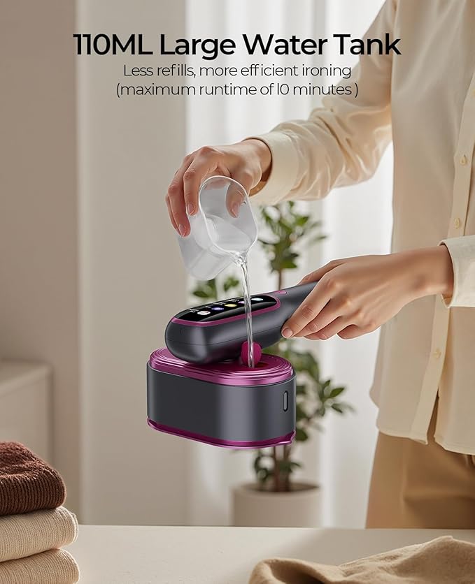 Garment Steamer for Clothes, Portable Travel Clothing Steamer Iron,  with LED Display, 5s Fast Heating, 90° Swivel Handle, New Year Gift