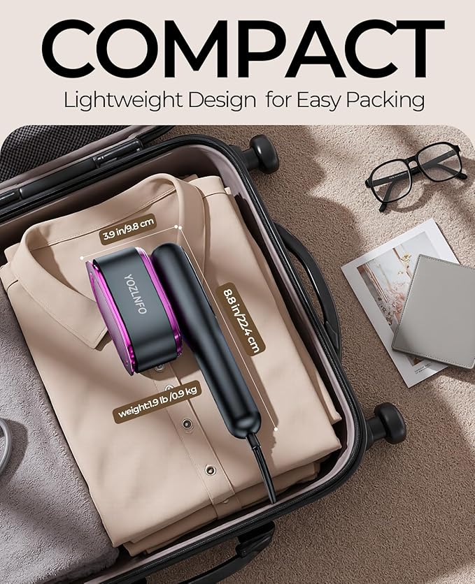 Garment Steamer for Clothes, Portable Travel Clothing Steamer Iron,  with LED Display, 5s Fast Heating, 90° Swivel Handle, New Year Gift