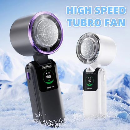 GlacierWind™ Portable High-Speed Fan – Ice Pack Cooling, Adjustable, Folding Mini Fan