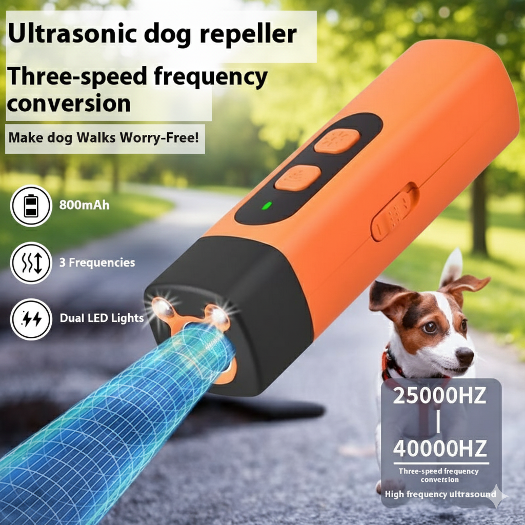 Ultrasonic Dog Repeller with LED Flashlight