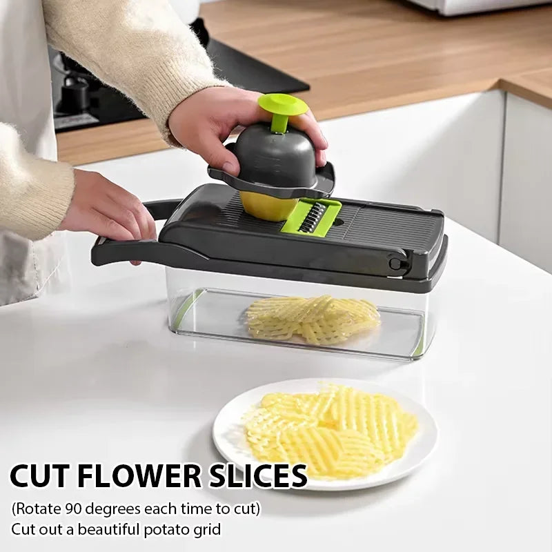 Multifunctional Vegetable Cutter 5-in-1 – Easy Handheld Slicer, Dicer & Grater for Home Kitchen