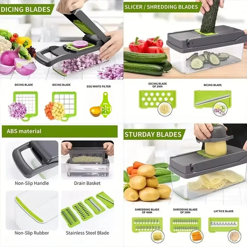Multifunctional Vegetable Cutter 5-in-1 – Easy Handheld Slicer, Dicer & Grater for Home Kitchen