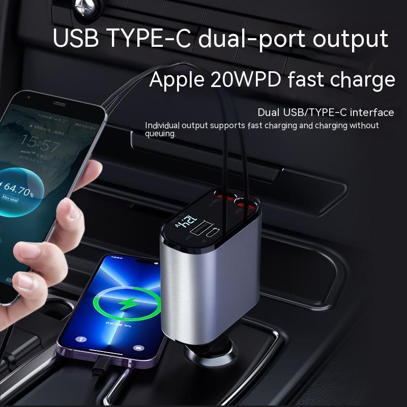 100W Metal Turbo Car Charger (USB + Type-C)